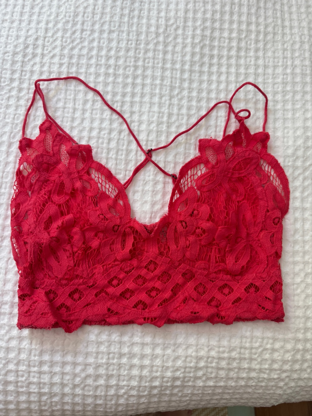 Free People Red Lace Bralette Size M